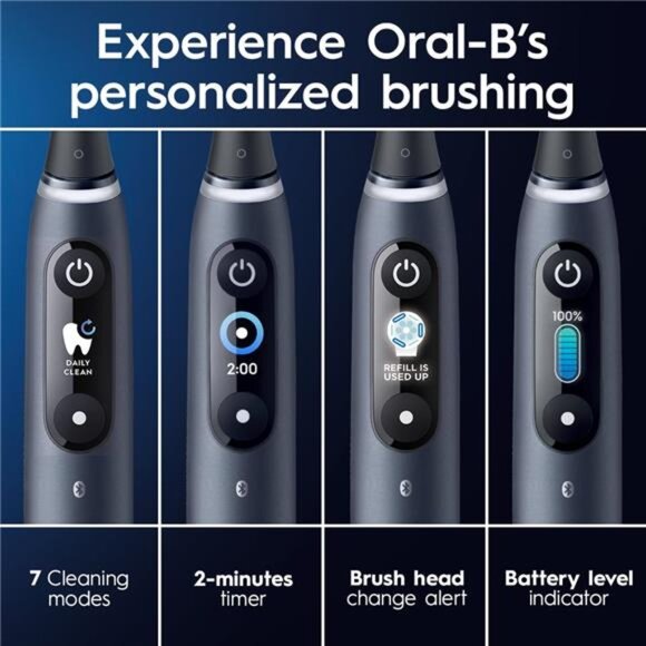 Oral-B iO Series 9 Electric Toothbrush with 4 Brush Heads, Aqua Alabaster - Picture 5 of 7